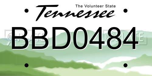 BBD0484 Tennessee License Plate