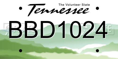 BBD1024 Tennessee License Plate