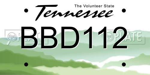 BBD112 Tennessee License Plate
