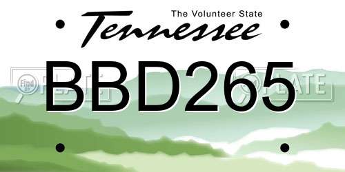 BBD265 Tennessee License Plate