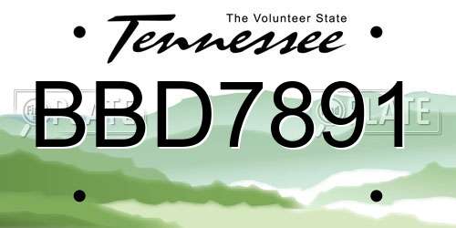 BBD7891 Tennessee License Plate
