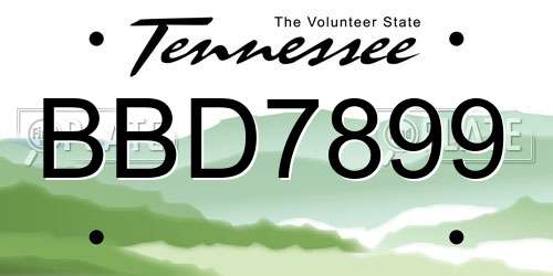 BBD7899 Tennessee License Plate
