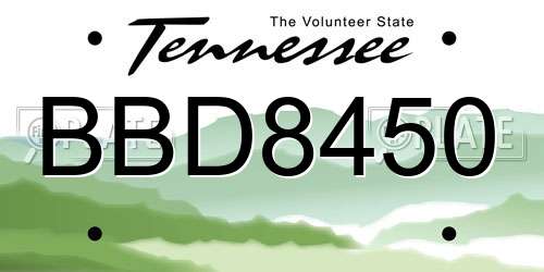 BBD8450 Tennessee License Plate