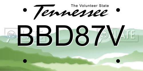 BBD87V Tennessee License Plate