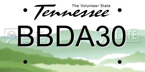 BBDA30 Tennessee License Plate