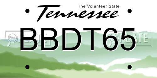 BBDT65 Tennessee License Plate