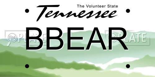BBEAR Tennessee License Plate