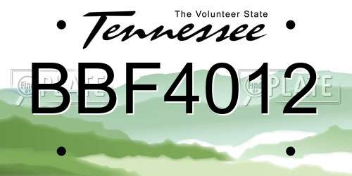 BBF4012 Tennessee License Plate