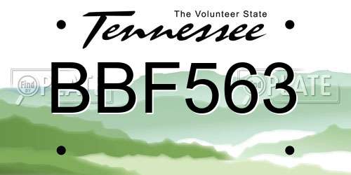 BBF563 Tennessee License Plate