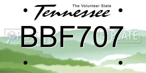 BBF707 Tennessee License Plate