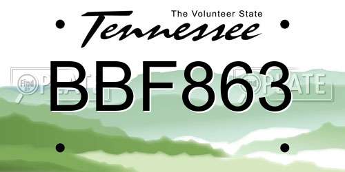 BBF863 Tennessee License Plate