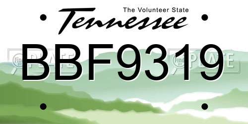 BBF9319 Tennessee License Plate