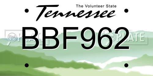 BBF962 Tennessee License Plate