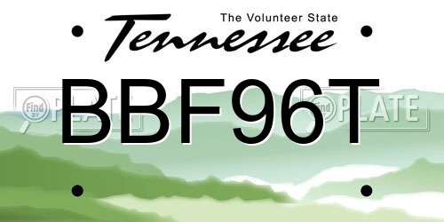 BBF96T Tennessee License Plate