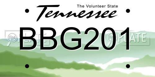 BBG201 Tennessee License Plate