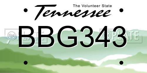 BBG343 Tennessee License Plate
