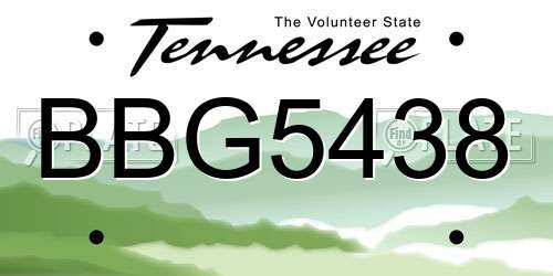 BBG5438 Tennessee License Plate