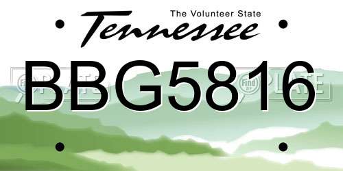 BBG5816 Tennessee License Plate