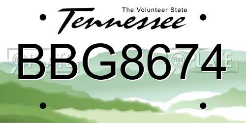 BBG8674 Tennessee License Plate