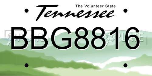 BBG8816 Tennessee License Plate