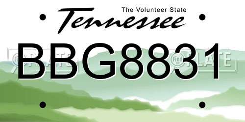 BBG8831 Tennessee License Plate