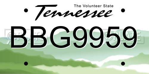 BBG9959 Tennessee License Plate