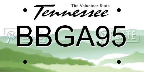 BBGA95 Tennessee License Plate