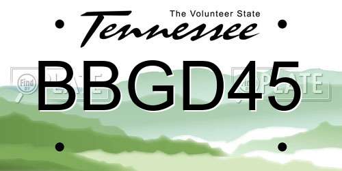 BBGD45 Tennessee License Plate