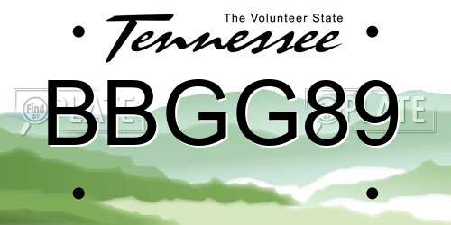 BBGG89 Tennessee License Plate