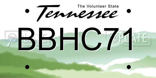 BBHC71 Tennessee License Plate