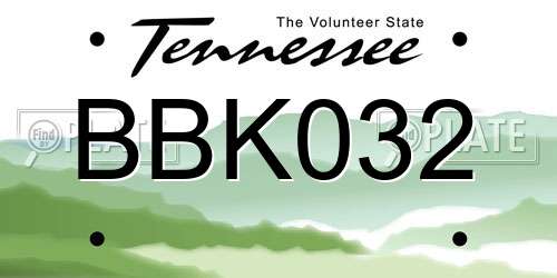 BBK032 Tennessee License Plate