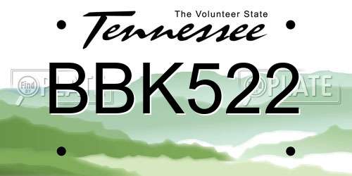 BBK522 Tennessee License Plate