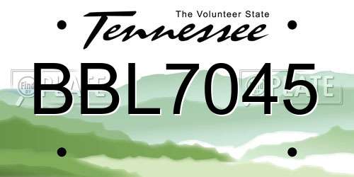 BBL7045 Tennessee License Plate
