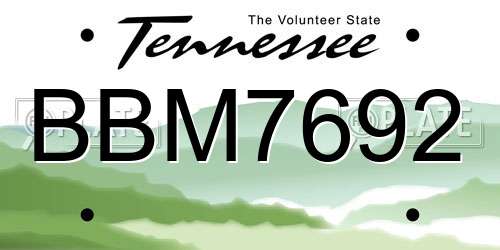 BBM7692 Tennessee License Plate