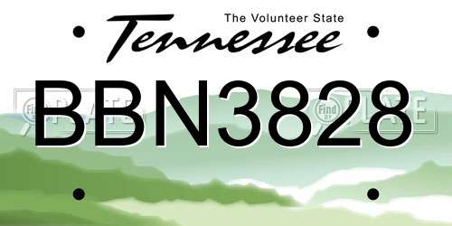 BBN3828 Tennessee License Plate