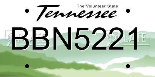 BBN5221 Tennessee License Plate
