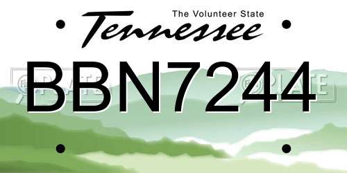 BBN7244 Tennessee License Plate