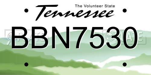 BBN7530 Tennessee License Plate