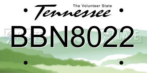 BBN8022 Tennessee License Plate