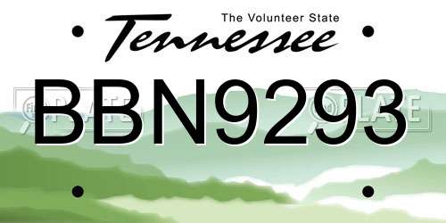 BBN9293 Tennessee License Plate