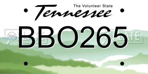 BBO265 Tennessee License Plate