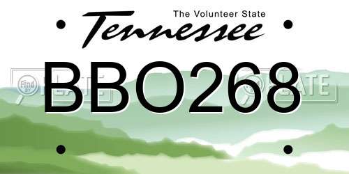 BBO268 Tennessee License Plate