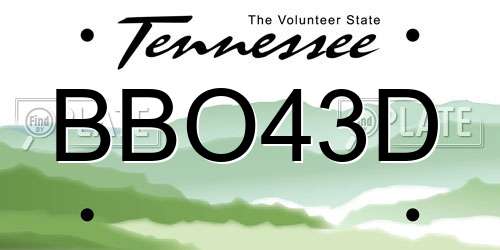 BBO43D Tennessee License Plate