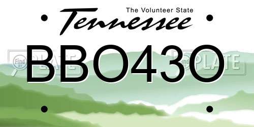 BBO43O Tennessee License Plate