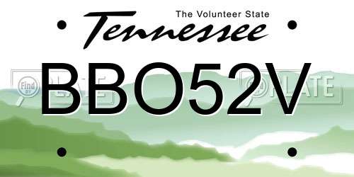 BBO52V Tennessee License Plate