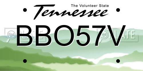 BBO57V Tennessee License Plate