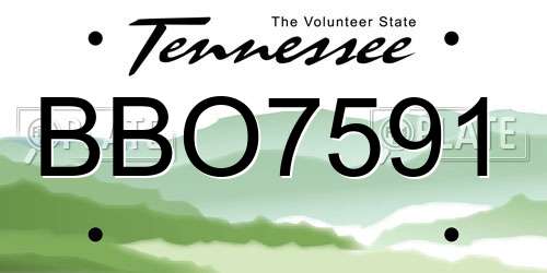 BBO7591 Tennessee License Plate