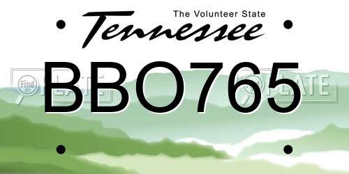 BBO765 Tennessee License Plate