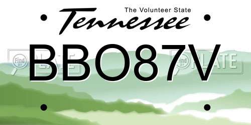 BBO87V Tennessee License Plate
