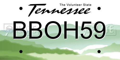 BBOH59 Tennessee License Plate
